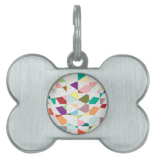 Abstract Colors Damask Pet Name Tag