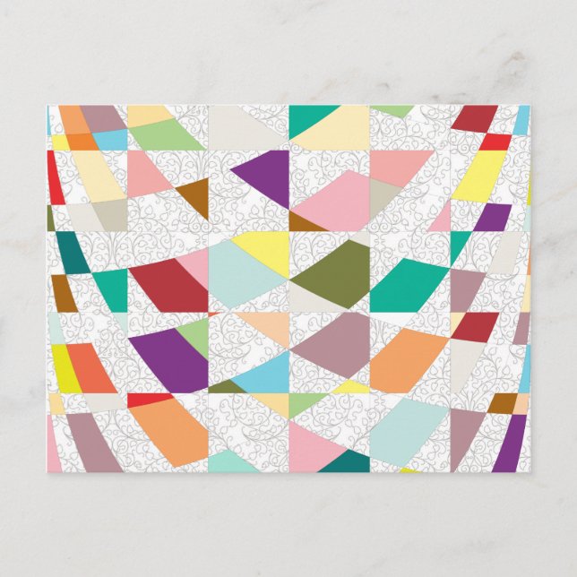 Abstract Colors Damask Postcard (Front)