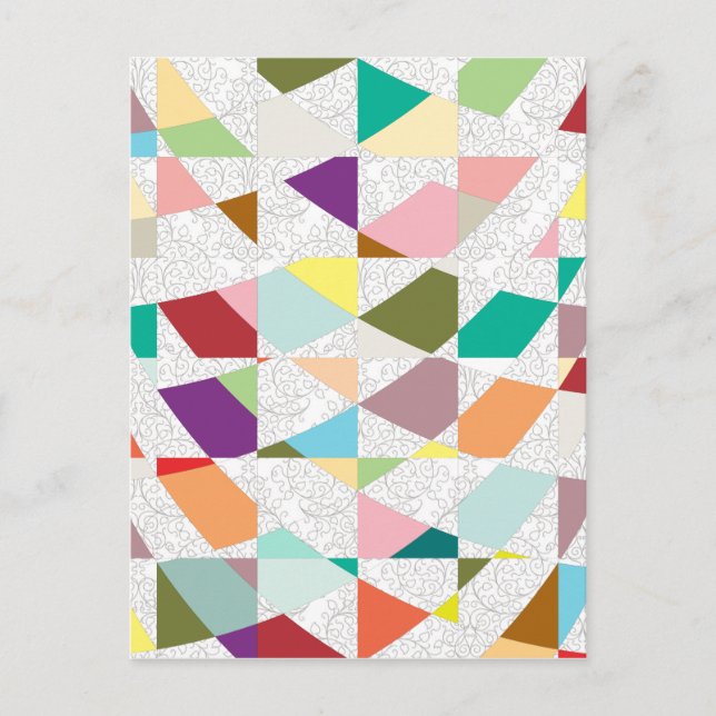 Abstract Colors Damask Postcard (Front)