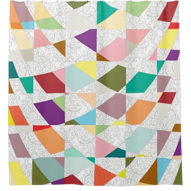 Abstract Colors Damask Shower Curtain (Front)