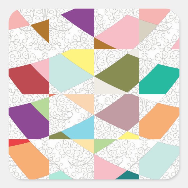 Abstract Colors Damask Square Sticker (Front)