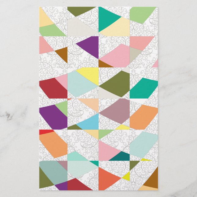 Abstract Colors Damask Stationery (Front)