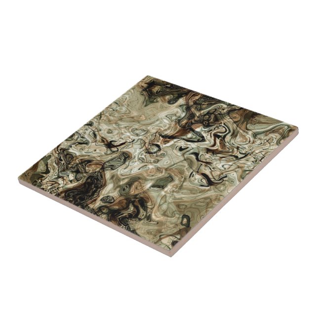 Abstract Colors Faux Marble Stone Ceramic Tile (Side)