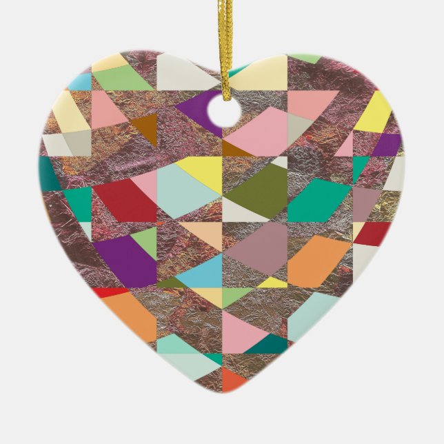 Abstract Colors Glitter Ceramic Ornament (Front)