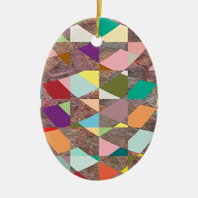 Abstract Colors Glitter Ceramic Ornament (Front)