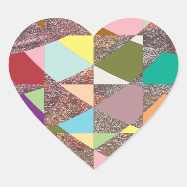 Abstract Colors Glitter Heart Sticker (Front)