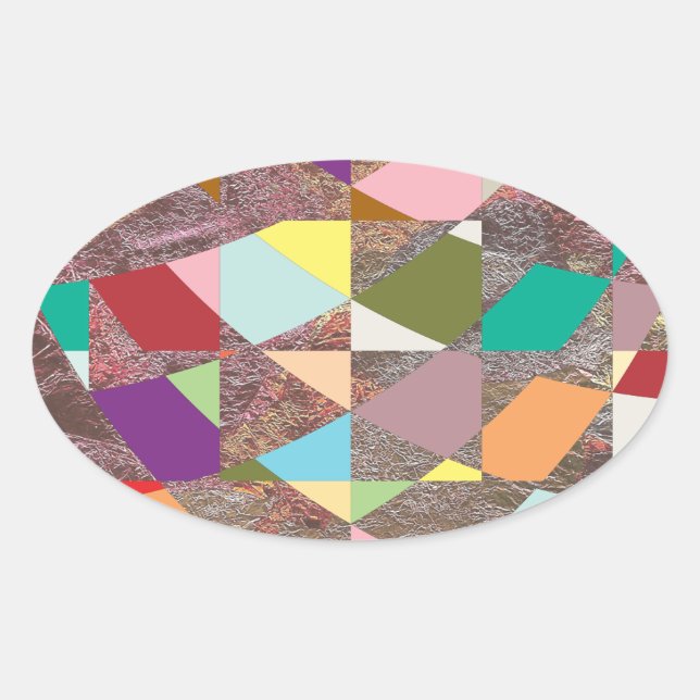 Abstract Colors Glitter Oval Sticker (Front)