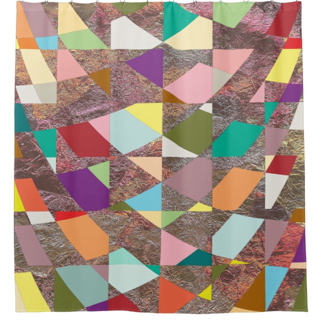 Abstract Colors Glitter Shower Curtain (Front)