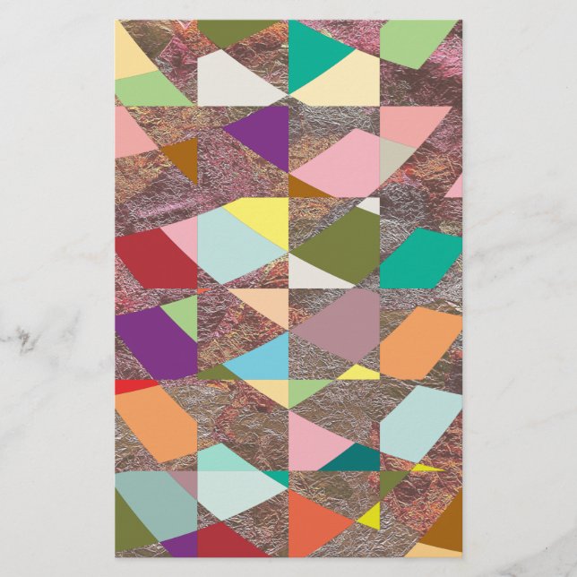 Abstract Colors Glitter Stationery (Front)