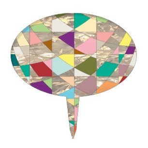 Abstract Colors Gold Cake Topper