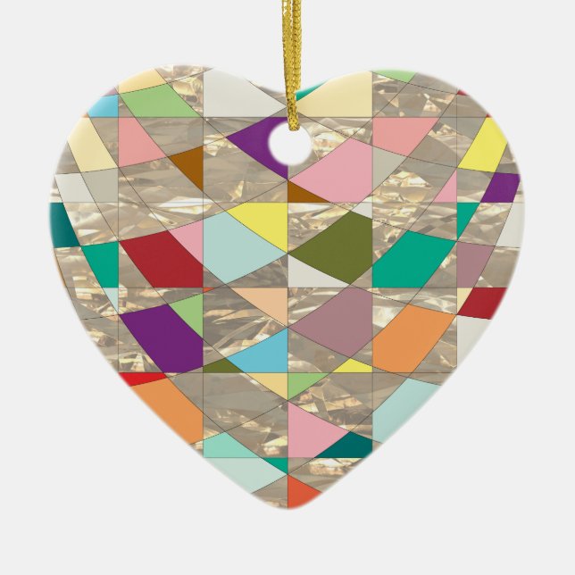 Abstract Colors Gold Ceramic Ornament (Front)