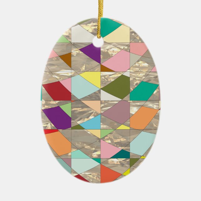 Abstract Colors Gold Ceramic Ornament (Front)
