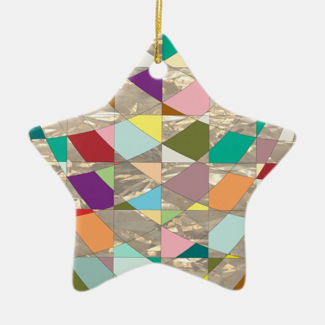 Abstract Colors Gold Ceramic Ornament (Front)