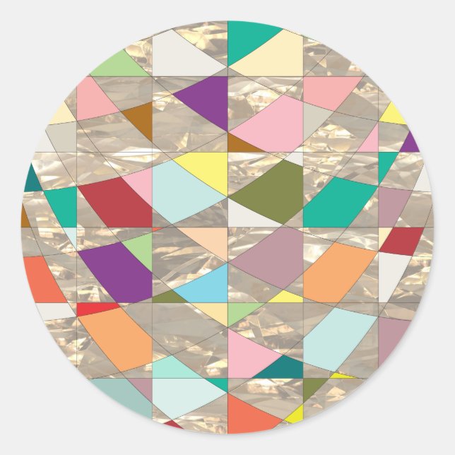 Abstract Colors Gold Classic Round Sticker (Front)