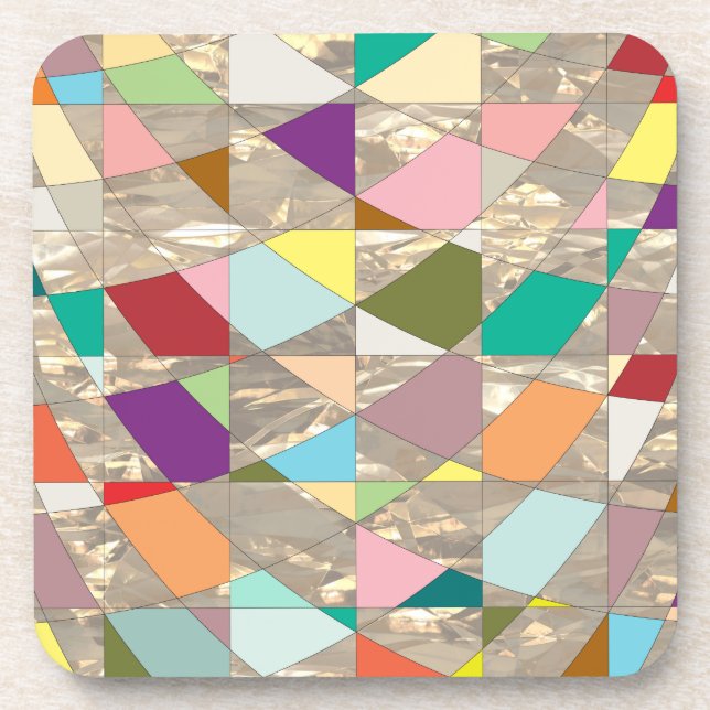 Abstract Colors Gold Drink Coaster (Front)
