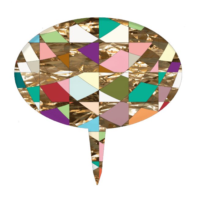 Abstract Colors Gold Foil Cake Topper (Front)
