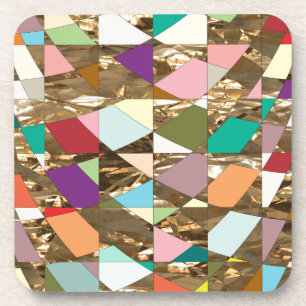 Abstract Colors Gold Foil Drink Coaster