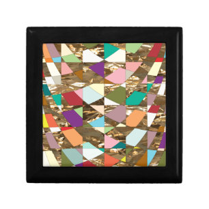 Abstract Colors Gold Foil Jewelry Box
