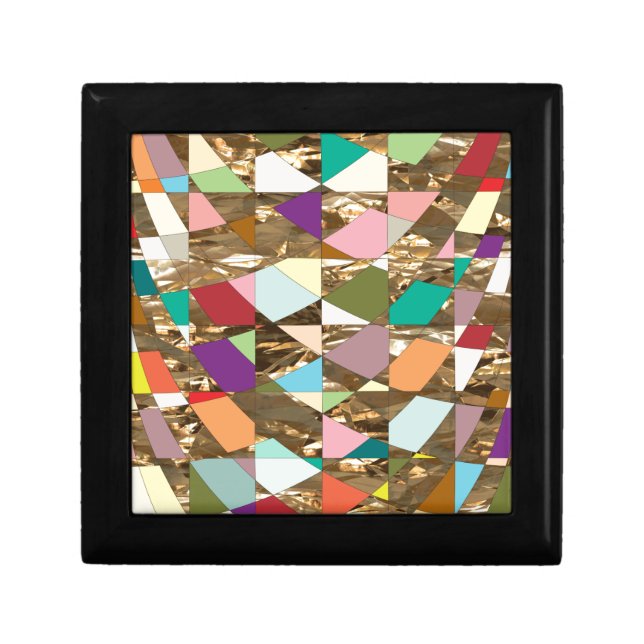 Abstract Colors Gold Foil Jewelry Box (Front)