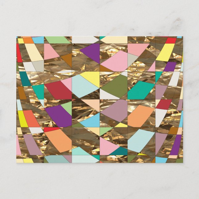 Abstract Colors Gold Foil Postcard (Front)