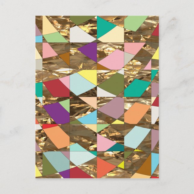 Abstract Colors Gold Foil Postcard (Front)