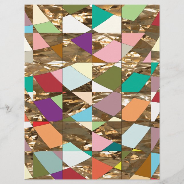 Abstract Colors Gold Foil Scrapbook Paper (Front)