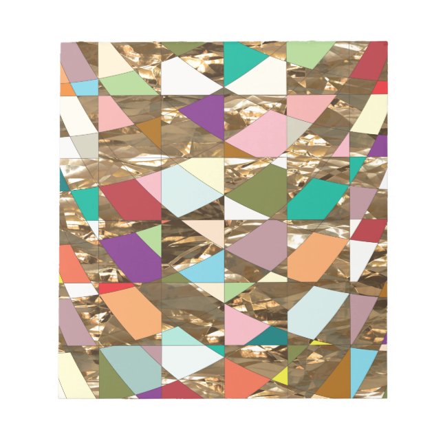 Abstract Colors Gold Foil Scrapbook Paper Notepad (Front)