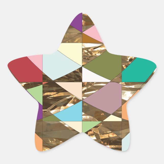 Abstract Colors Gold Foil Star Sticker (Front)