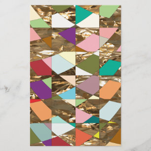Abstract Colors Gold Foil Stationery