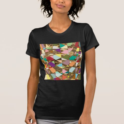 Abstract Colors Gold Foil T_Shirt