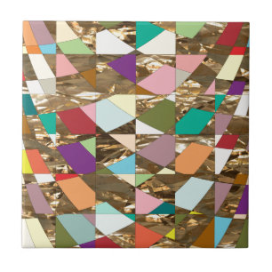 Abstract Colors Gold Foil Tile