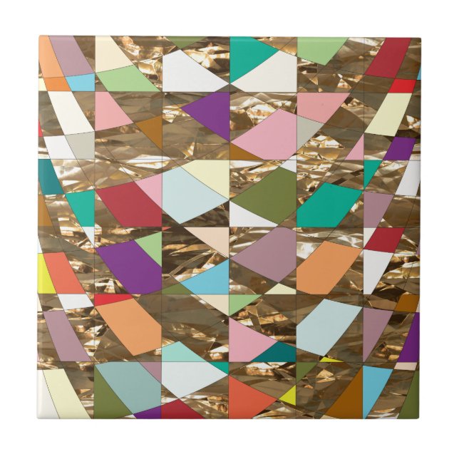Abstract Colors Gold Foil Tile (Front)