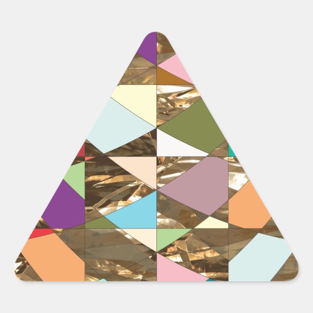 Abstract Colors Gold Foil Triangle Sticker (Front)