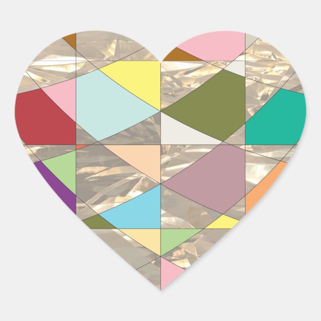 Abstract Colors Gold Heart Sticker (Front)
