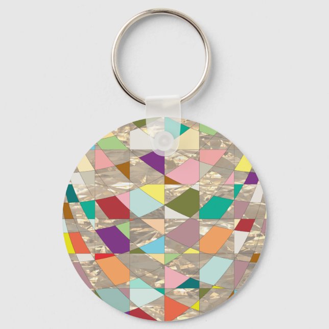Abstract Colors Gold Keychain (Front)