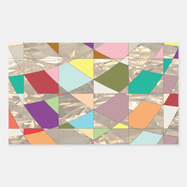 Abstract Colors Gold Rectangular Sticker (Front)