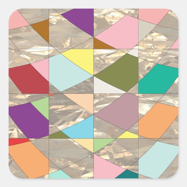 Abstract Colors Gold Square Sticker (Front)