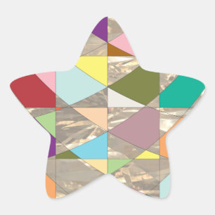 Abstract Colors Gold Star Sticker