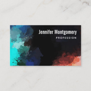 Abstract Colors in Turquoise Orange and Black Business Card