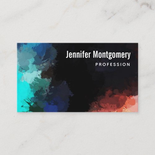 Abstract Colors in Turquoise Orange and Black Business Card