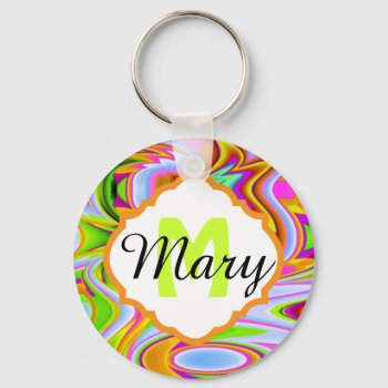 Abstract Colors Monogram Keychain by visionsoflife at Zazzle