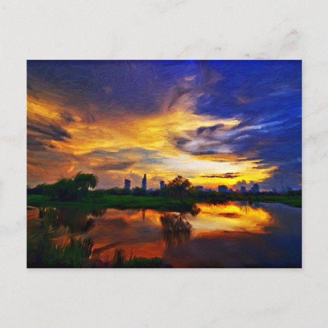 Abstract Colors Painting | Saigon Sunset Postcard (Front)