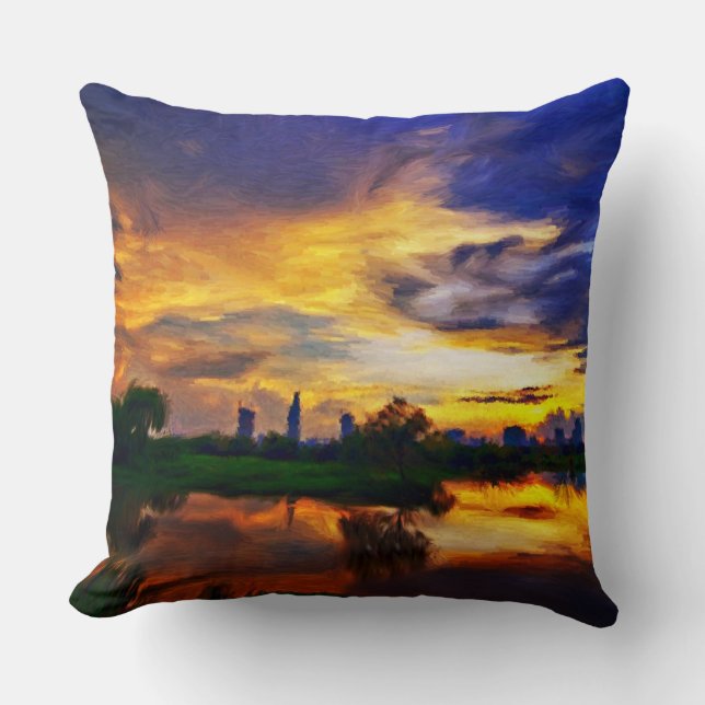 Abstract Colors Painting | Saigon Sunset Throw Pillow (Front)