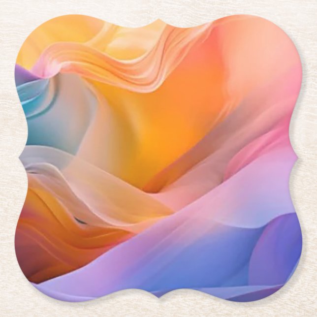 Abstract Colors Paper Coaster (Front)
