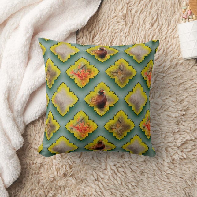 Abstract colors, pheasant, art throw pillow (Blanket)