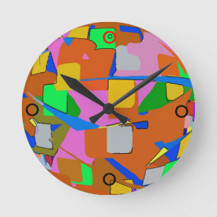 Abstract Colors Round Clock