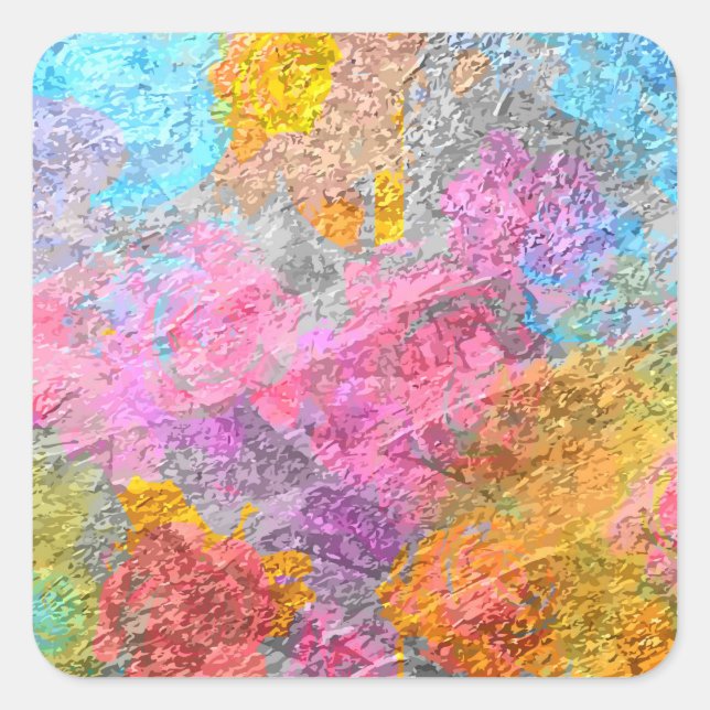 Abstract Colors Square Sticker (Front)