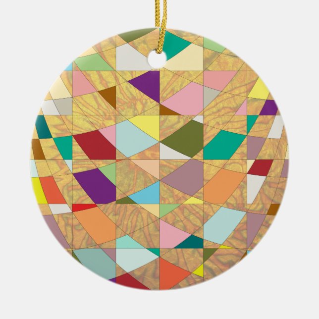 Abstract Colors Sun Burst Ceramic Ornament (Front)