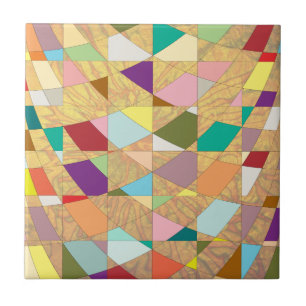 Abstract Colors Sun Burst Ceramic Tile