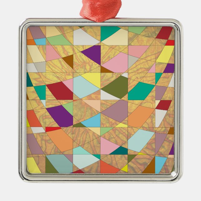Abstract Colors Sun Burst Metal Ornament (Front)